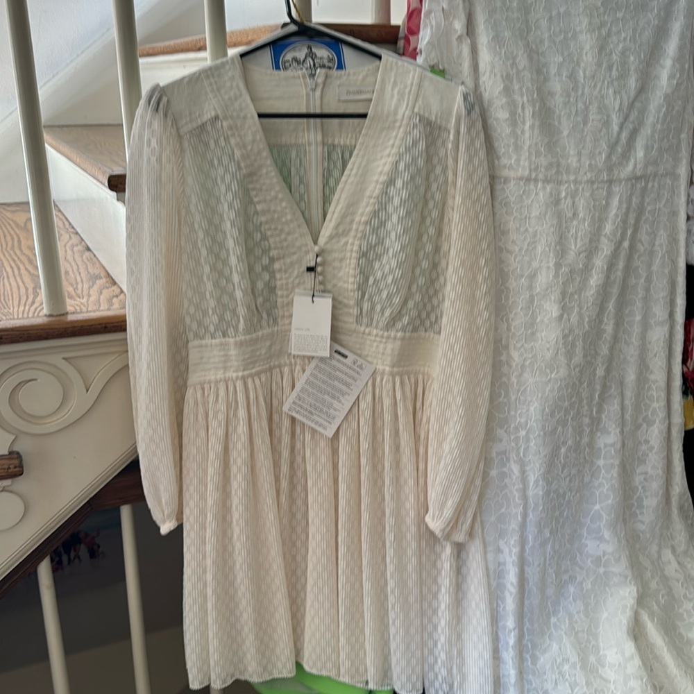 NEW $1050 zimmermann flowy white sun dress polka dot size 3 8 10